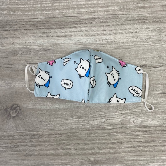 Other - Blue Kitty Fitted face mask with filter pocket